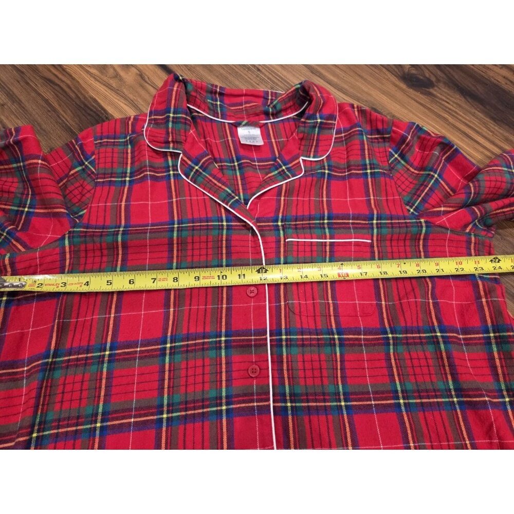 Lands’ End Red Plaid Flannel Pajama Set XL Cotton Button Up PJs Holiday - Picture 4 of 8